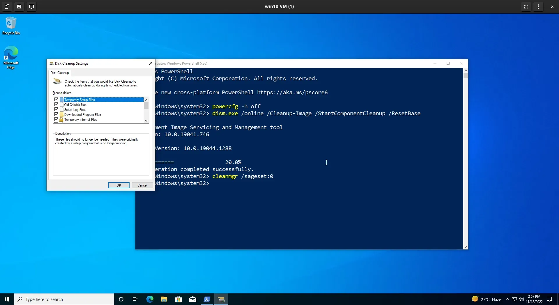 Configuring automated Disk Cleanup options